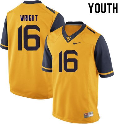 Youth West Virginia Mountaineers NCAA #16 Winston Wright Gold Authentic Nike Stitched College Football Jersey PR15P47JD